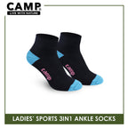 Camp Ladies' Cotton Thick Sports Ankle Socks 3 pairs in a pack CLS4