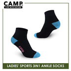 Camp Ladies' Cotton Thick Sports Ankle Socks 3 pairs in a pack CLS4