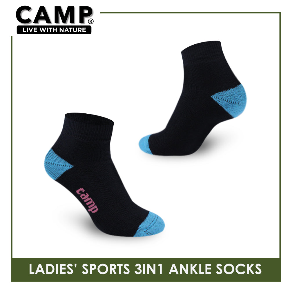 Camp Ladies' Cotton Thick Sports Ankle Socks 3 pairs in a pack CLS4