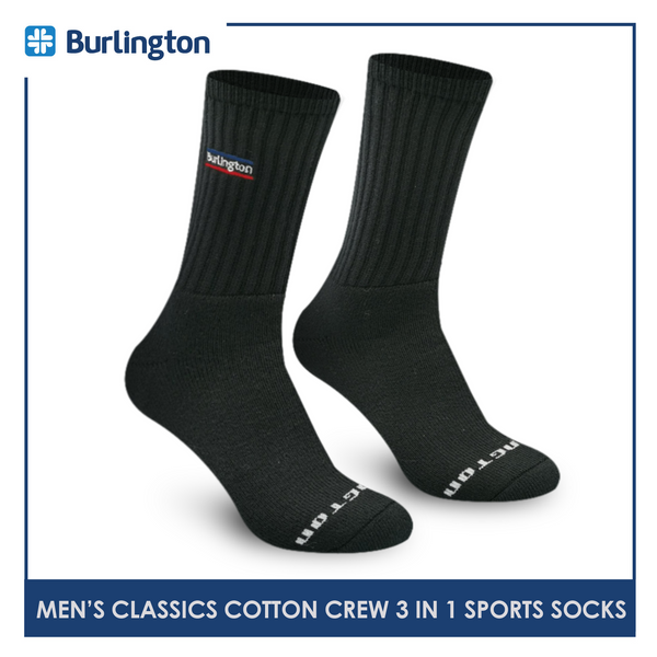 Burlington Classics BMSEG0401 Men's Thick Cotton Crew Sports Socks 3 pairs in a pack (4823227990121)