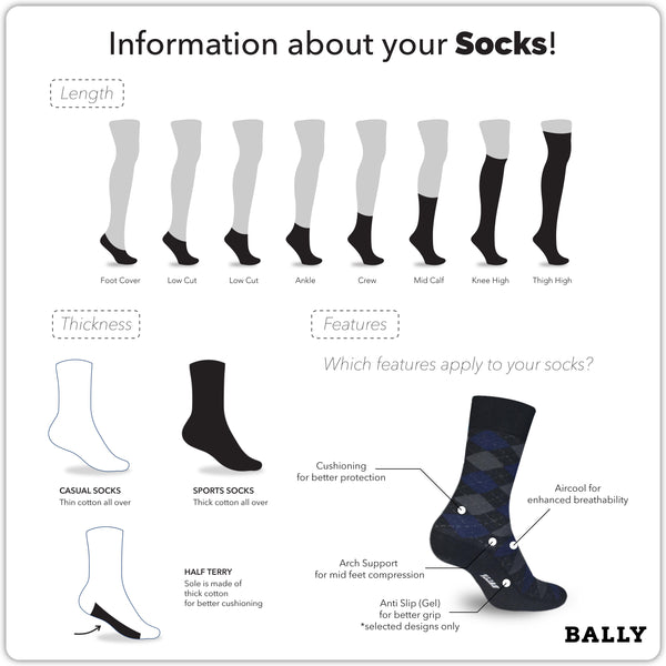 Bally YMCKG142-1 Men's Cotton Ankle Casual Premium Socks 3 pairs in a pack (4568916492393)
