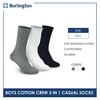 Burlington Children's Cotton Lite Casual Crew Socks 3 pairs in a pack BBCKG27