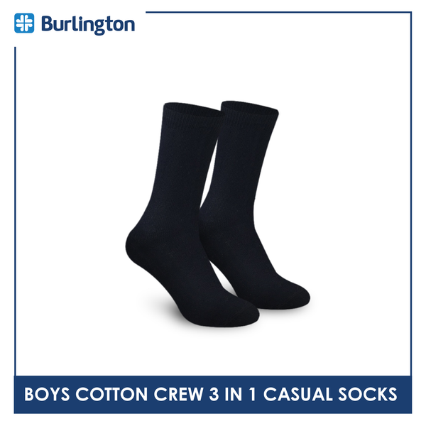 Burlington BBCKG27 Children's Cotton Crew Casual Socks 3-in-1 Pack (4761673105513)