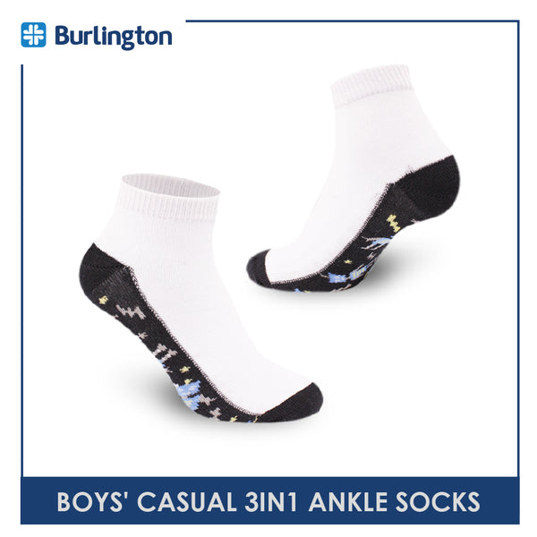 Burlington Boys' Children Cotton Lite Casual Ankle Socks 3 pairs in a pack BBCKG48