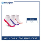 Burlington Girls' Children Cotton Lite Thin Casual Ankle Socks 3 pairs in a pack BCGFS16