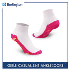 Burlington Girls' Children Cotton Lite Thin Casual Ankle Socks 3 pairs in a pack BCGFS16