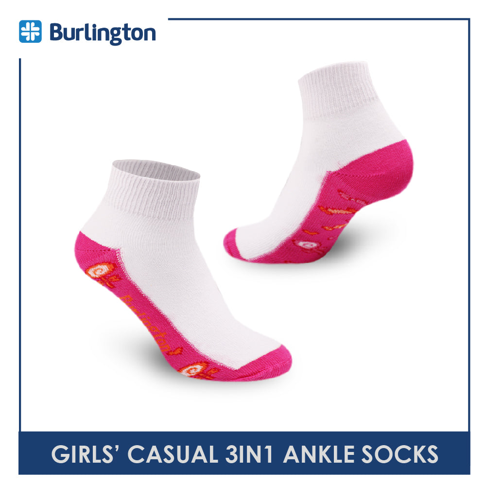 Burlington Girls' Children Cotton Lite Thin Casual Ankle Socks 3 pairs in a pack BCGFS16