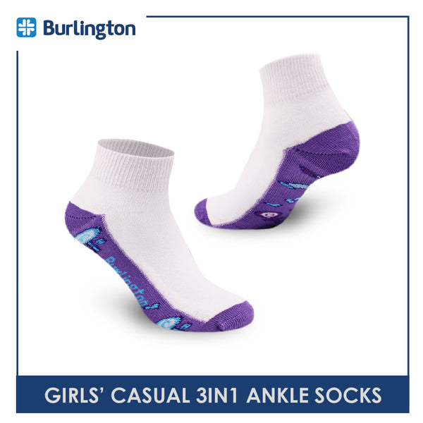 Burlington Girls' Children Cotton Lite Casual Ankle Socks 3 pairs in a pack BCGFS16
