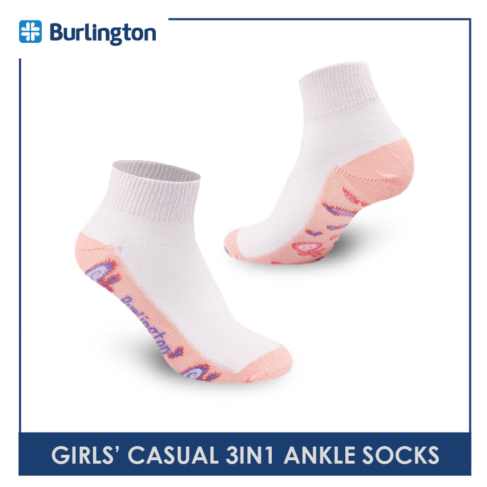 Burlington Girls' Children Cotton Lite Thin Casual Ankle Socks 3 pairs in a pack BCGFS16