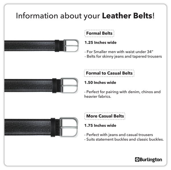 Burlington Men's Automatic Buckle Cowhide Genuine Leather Casual belt 1 piece (size 120cm) JMBLA0201