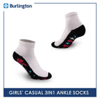 Burlington Girls' Children Cotton Ankle Lite Thin Casual Socks 3 pairs in 1 pack BGCKG50