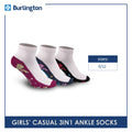 Burlington Girls' Children Cotton Ankle Lite Thin Casual Socks 3 pairs in 1 pack BGCKG50