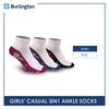Burlington Girls' Cotton Lite Casual Ankle Socks 3 pairs in a pack BGCKG50