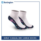 Burlington Girls' Children Cotton Ankle Lite Thin Casual Socks 3 pairs in 1 pack BGCKG50
