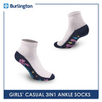 Burlington Girls' Children Cotton Ankle Lite Thin Casual Socks 3 pairs in 1 pack BGCKG50