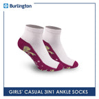 Burlington Girls' Children Cotton Ankle Lite Thin Casual Socks 3 pairs in 1 pack BGCKG50