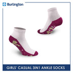 Burlington Girls' Children Cotton Ankle Lite Thin Casual Socks 3 pairs in 1 pack BGCKG50