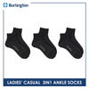 Burlington Ladies' OVERRUNS Cotton Lite Casual Socks 3 pairs in a pack BLCCO1