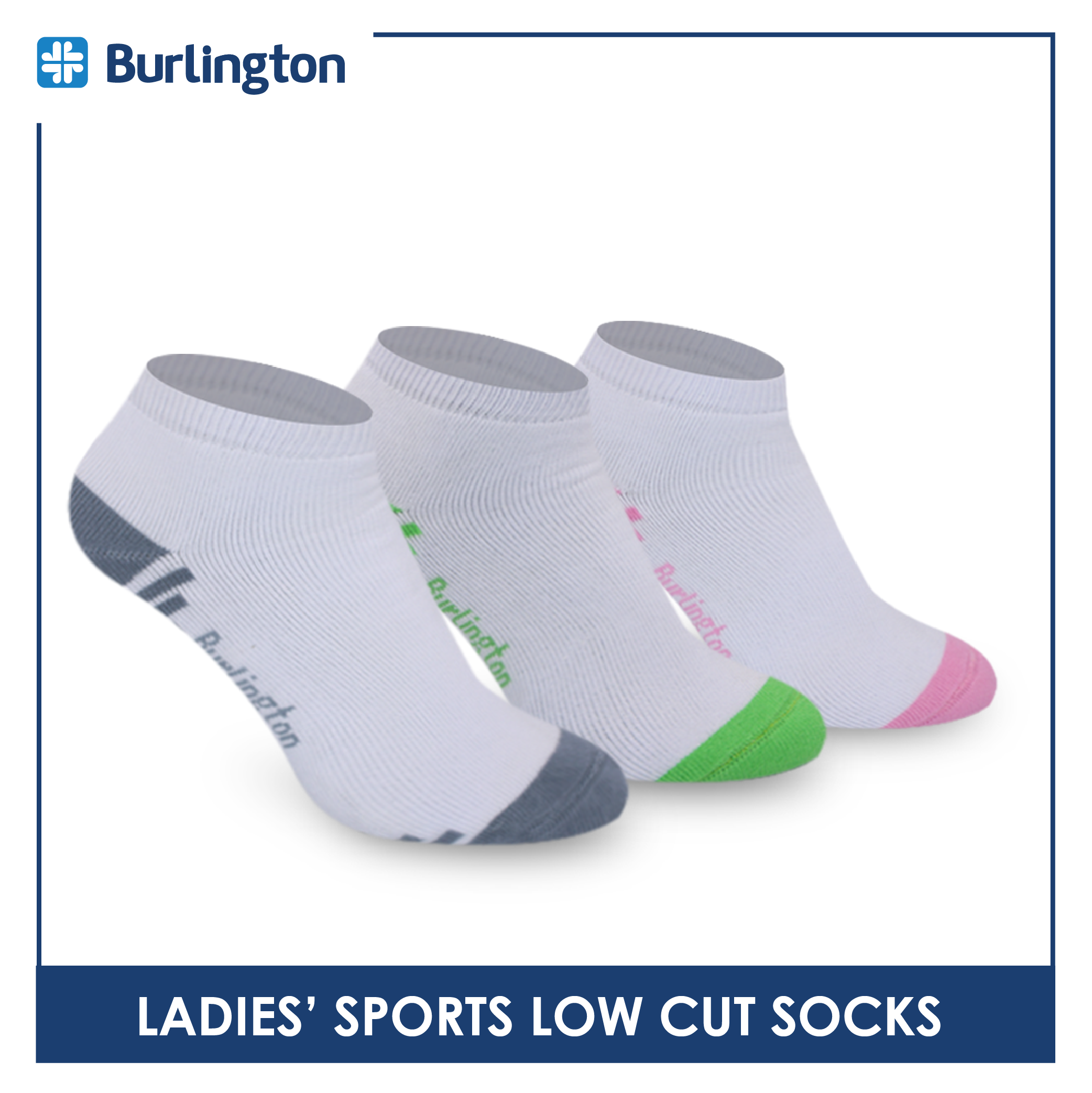 Burlington Ladies' Cotton Low cut Thick Sports Socks 3 pairs in a pack BLSS03 (Limited Time Offer) (6657183219817)
