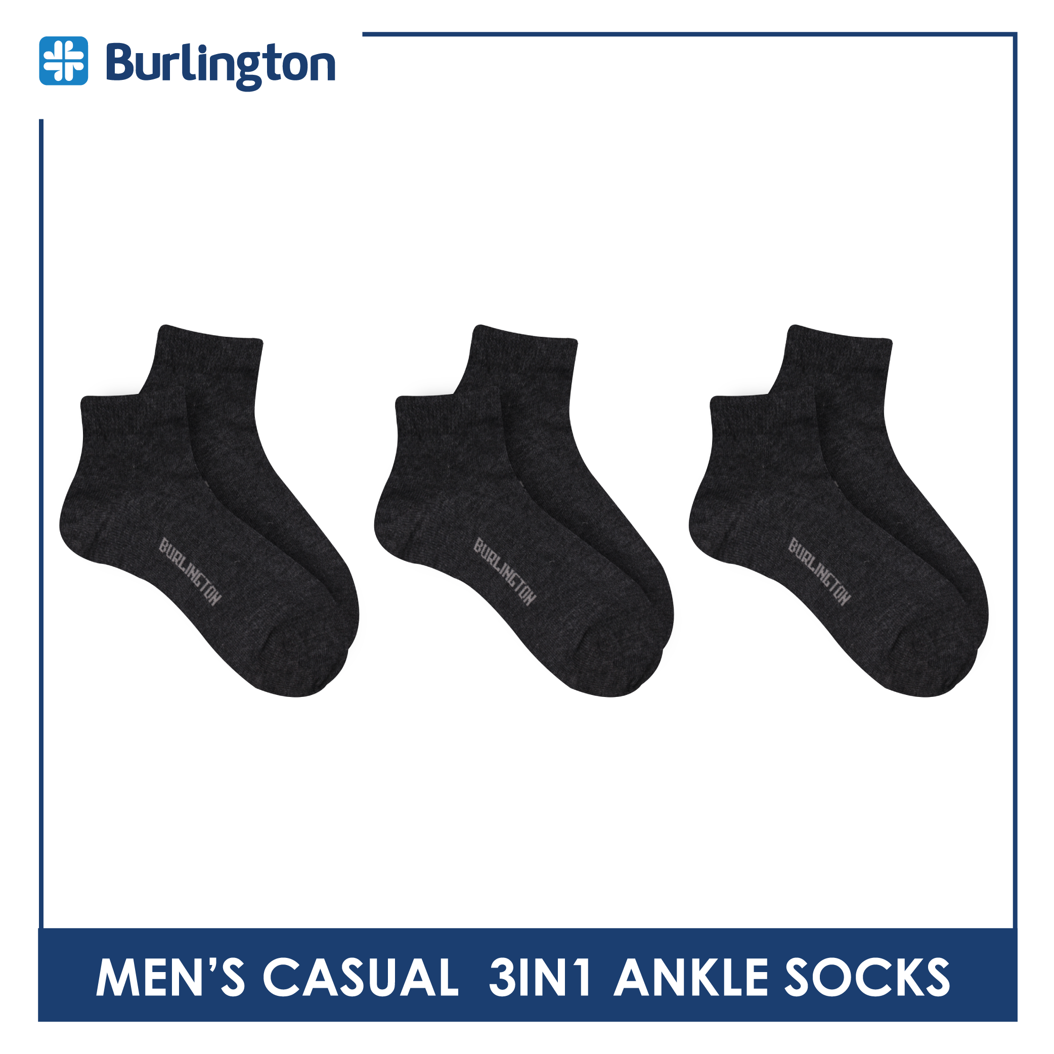 Burlington Men's OVERRUNS Cotton Lite Casual Socks 3 pairs in a pack BMCCO1 (6672043966569)
