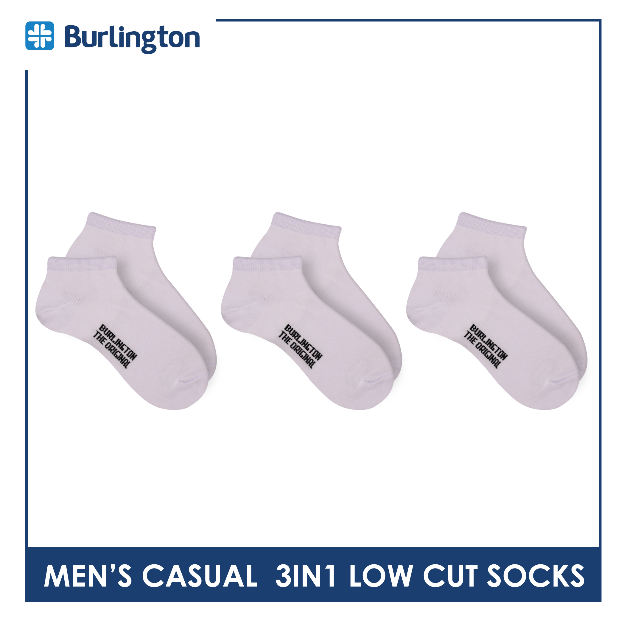 Burlington Men's OVERRUNS Cotton Lite Casual Socks 3 pairs in a pack BMCCO1 (6672043966569)