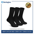 Burlington BMDG2 Men's Nylon Mini Crew Dress Casual Socks 3 pairs in a pack (4357659164777)