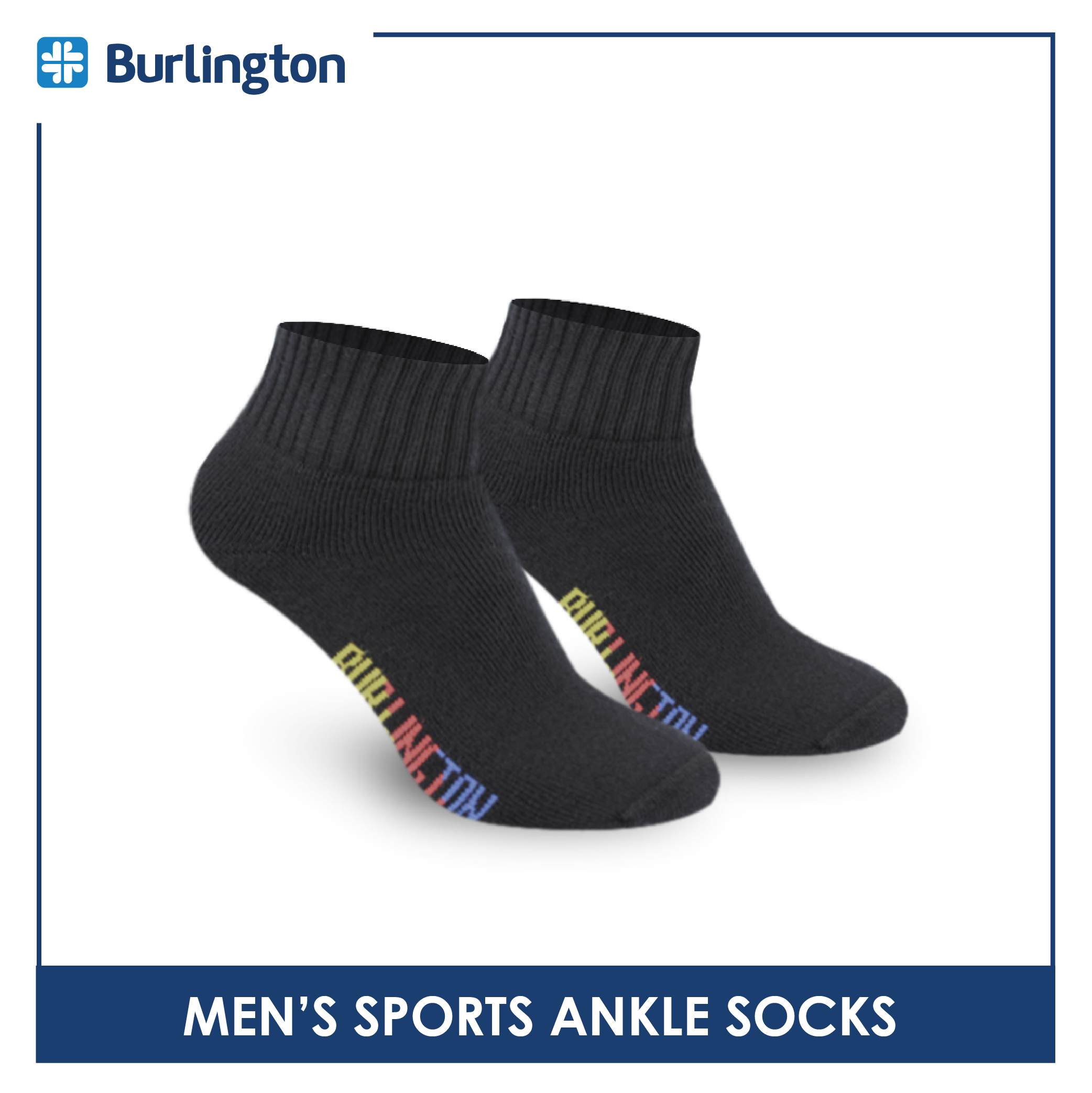 Burlington Men's Cotton Ankle Thick Sports Socks 3 pairs in a pack BMSS03 (Limited Time Offer) (6657272316009)