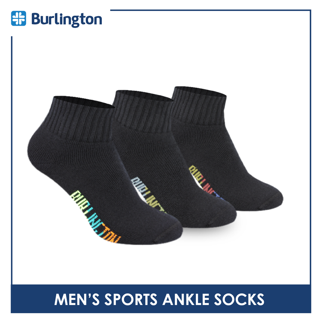 Burlington Men's Cotton Ankle Thick Sports Socks 3 pairs in a pack BMSS03 (Limited Time Offer) (6657272316009)