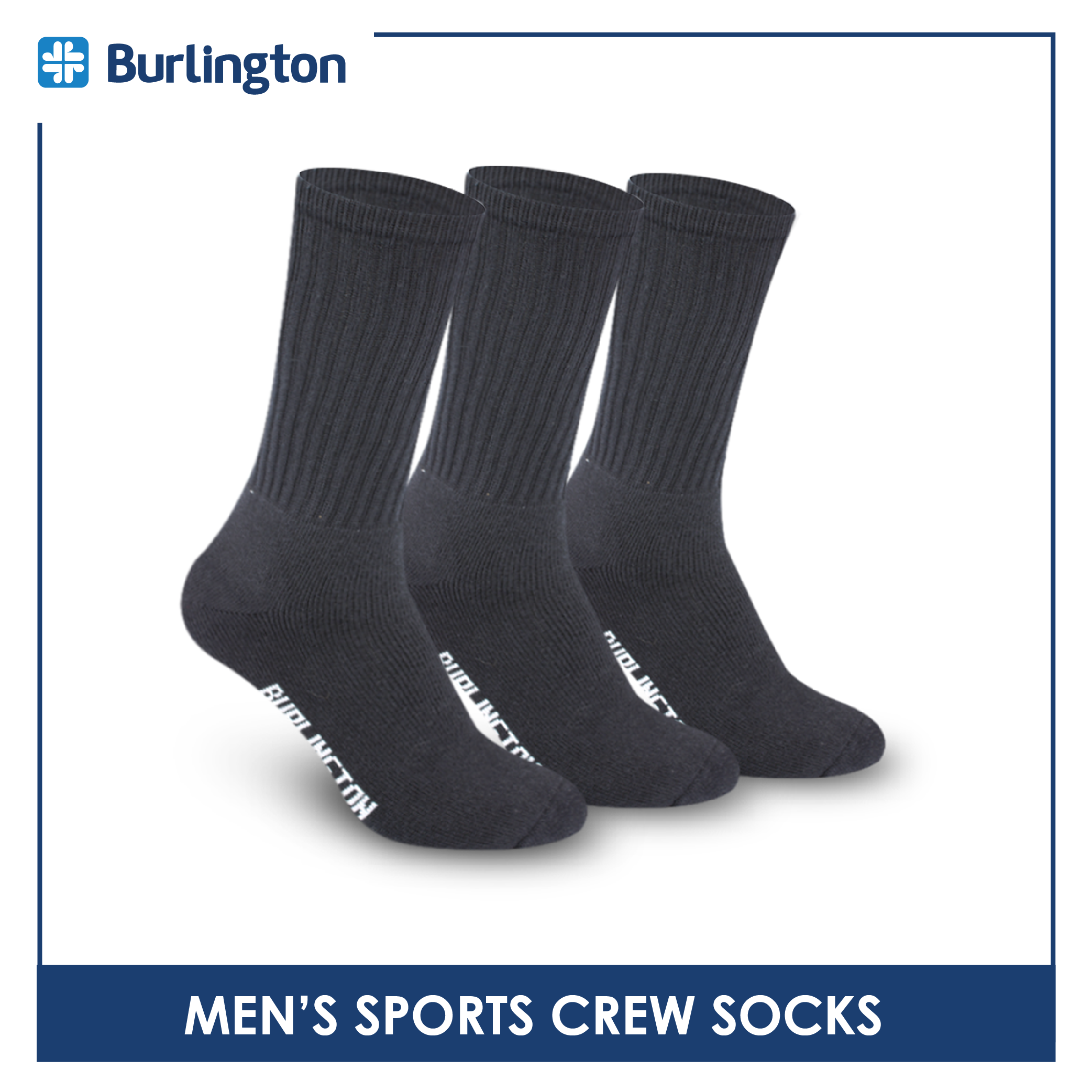 Burlington Men's Cotton Crew Thick Sports Socks 3 pairs in a pack BMSS04 (Limited Time Offer) (6657272676457)