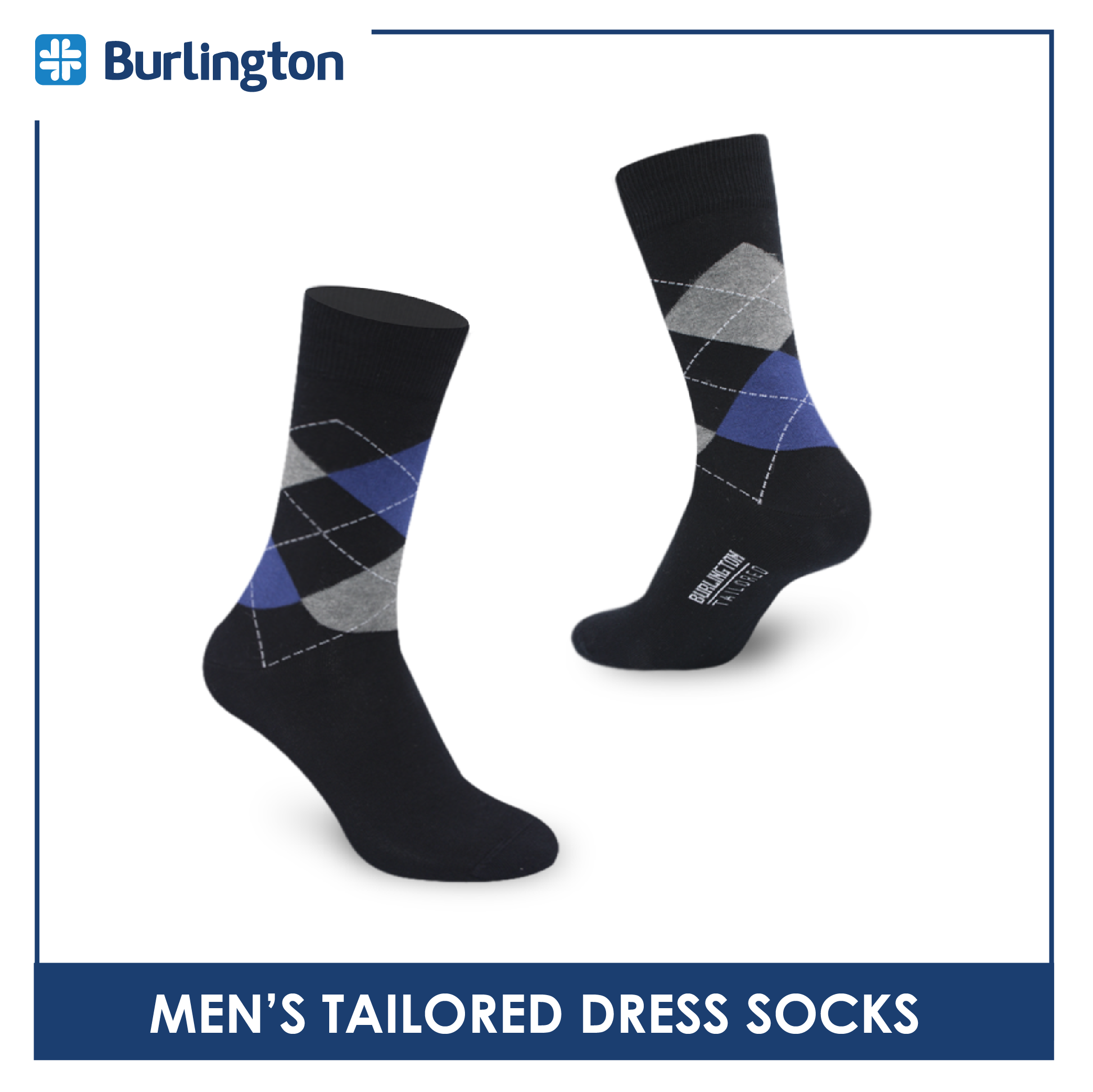 Burlington Men's Tailored Dress Crew Socks 1 Pair BMT1201