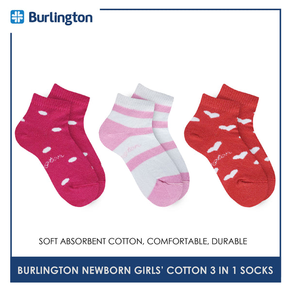 Burlington BGCKG15 Children's Cotton Ankle Casual Socks 3-in-1 Pack (4765323198569)