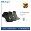 Burlington Ladies' Cotton Thick Sports Ankle Socks 3 pairs in a pack 6222