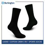 Burlington BLL-223 Ladies Cotton Crew Sports Socks 3 pairs in a pack (4773473288297)
