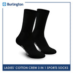 Burlington BLL-223 Ladies Cotton Crew Sports Socks 3 pairs in a pack (4773473288297)