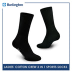 Burlington BLL-223 Ladies Cotton Crew Sports Socks 3 pairs in a pack (4773473288297)