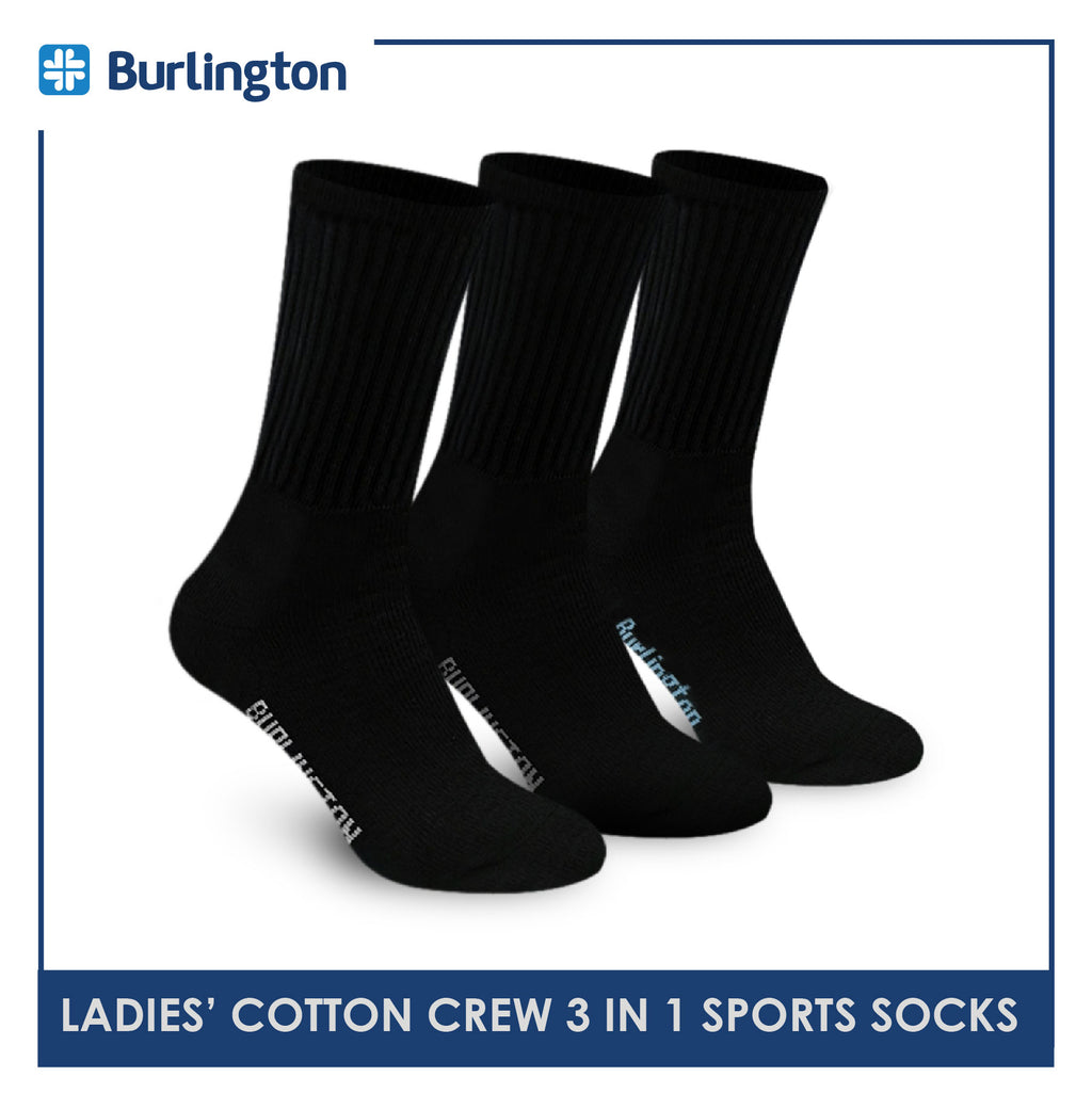 Burlington BLL-223 Ladies Cotton Crew Sports Socks 3 pairs in a pack (4773473288297)