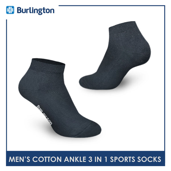 Burlington BML-222 Men's Thick Cotton Ankle Sports Socks 3 pairs in a pack (4352178552937)