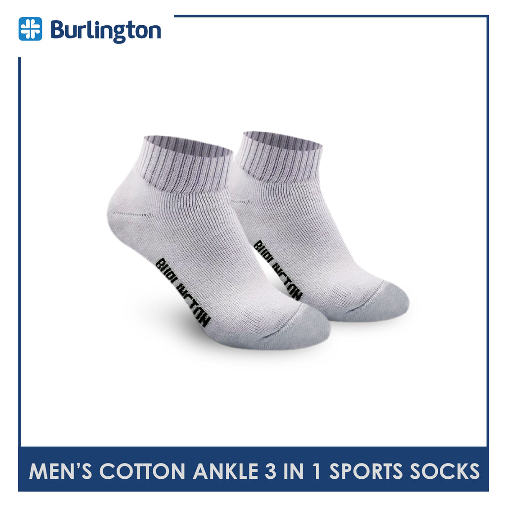 Burlington 0222 Men's Thick Cotton Ankle Sports Socks 3 pairs in a pack (4357829394537)