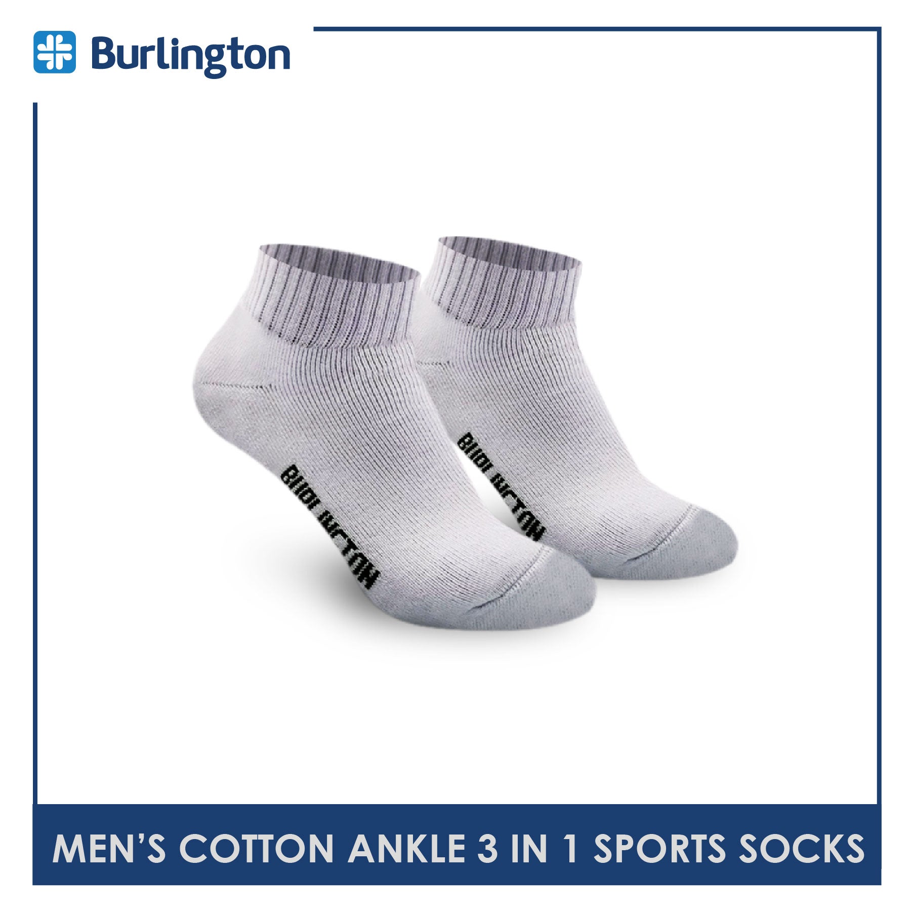 Burlington 0222 Men's Thick Cotton Ankle Sports Socks 3 pairs in a pack (4357829394537)