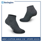 Burlington 0222 Men's Thick Cotton Ankle Sports Socks 3 pairs in a pack (4357829394537)