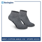 Burlington 0222 Men's Thick Cotton Ankle Sports Socks 3 pairs in a pack (4357829394537)