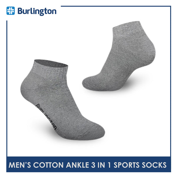 Burlington 0222 Men's Thick Cotton Ankle Sports Socks 3 pairs in a pack (4357829394537)