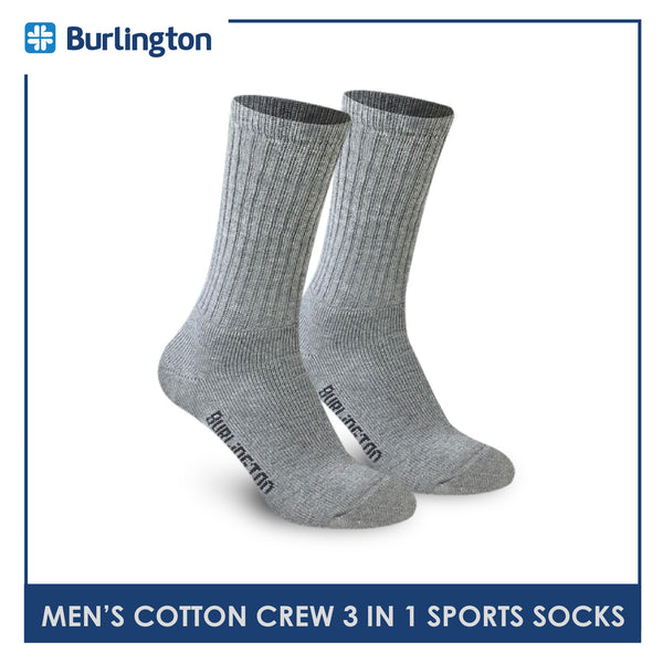 Burlington 0223 Men's Thick Cotton Crew Sports Socks 3 pairs in a pack (4357848957033)