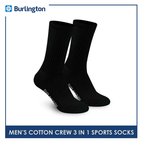Burlington 0223 Men's Thick Cotton Crew Sports Socks 3 pairs in a pack (4357848957033)