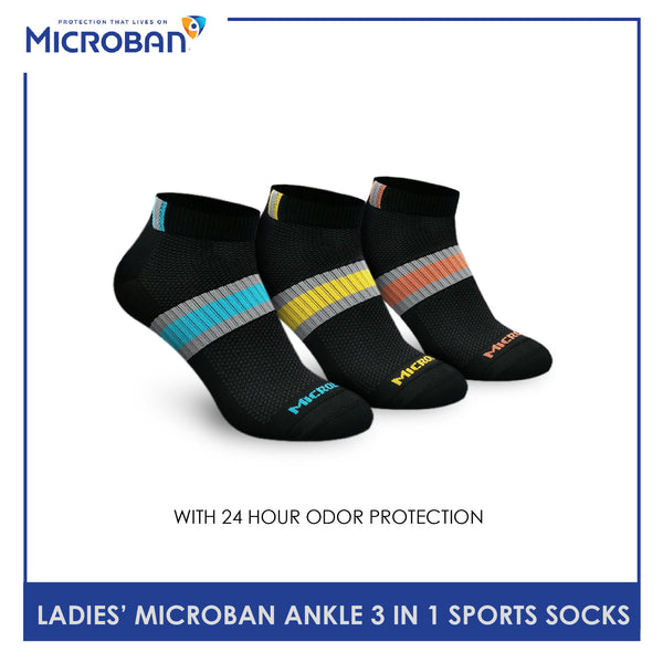 Microban VLSG0402 Ladies Thick Cotton Ankle Sports Socks 3 pairs in a pack (4816090366057)
