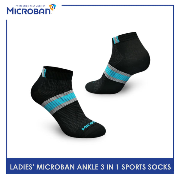 Microban VLSG0402 Ladies Thick Cotton Ankle Sports Socks 3 pairs in a pack (4816090366057)