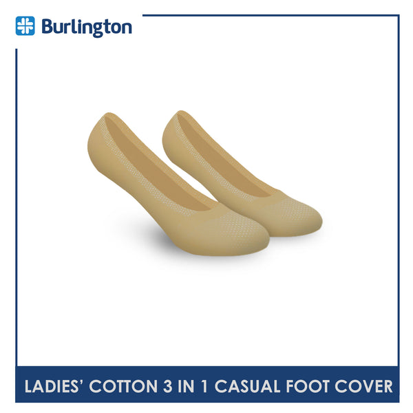 Burlington BLCFG9302 Ladies Cotton No Show Casual Socks 3 pairs in a pack (4782888124521)