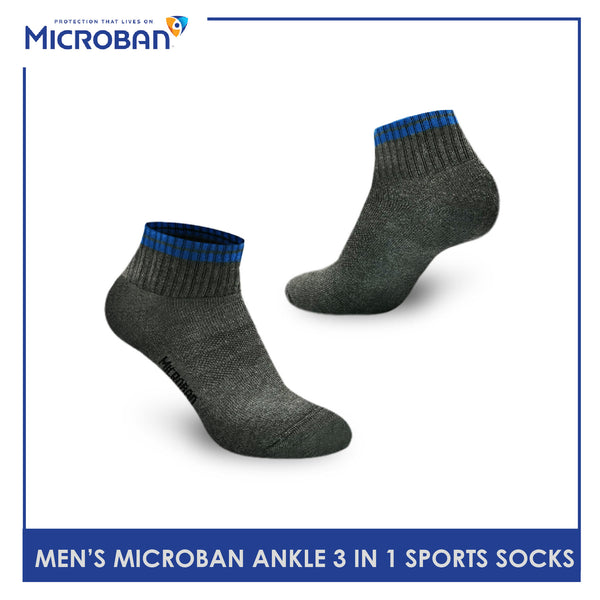 Microban VMSG0401 Men's Thick Cotton Ankle Sports Socks 3 pairs in a pack (4816111599721)