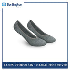 Burlington BLFCCG1 Ladies Cotton No Show Casual Socks 3 pairs in a pack (4357820219497)