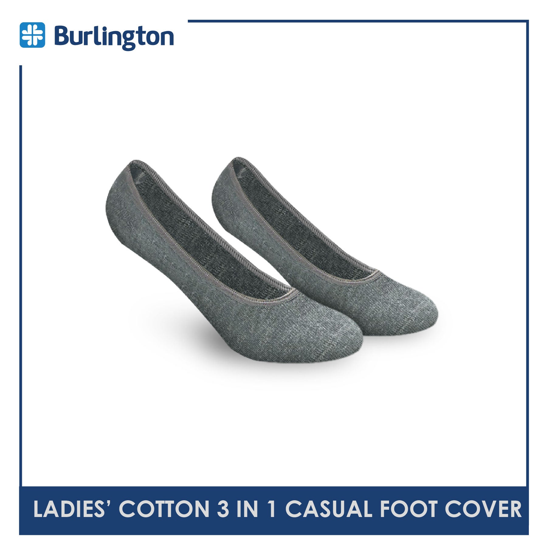 Burlington BLFCCG1 Ladies Cotton No Show Casual Socks 3 pairs in a pack (4357820219497)